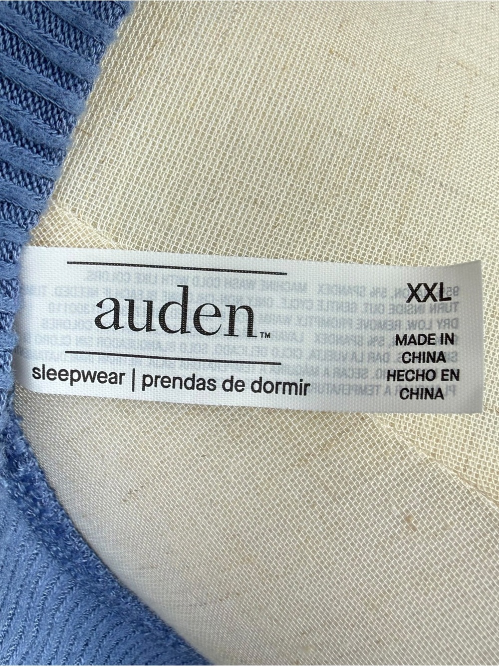 Auden Blue Ribbed V-Neck Sleep Top XXL Oversized Lounge Shirt - Picture 7 of 8
